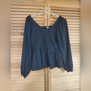 Old Navy Black Peplum Blouse